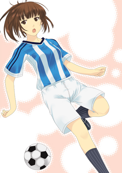 argentina ball jersey kimi_kiss mizuki_makoto playing_sports raglan_sleeves sakino_asuka soccer soccer_ball solo sport telstar