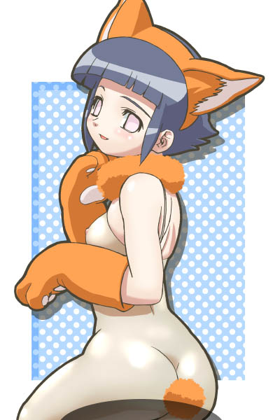 animal_ears artist_request ass breasts dog_ears hyuuga_hinata medium_breasts naruto naruto_(series) skin_tight solo