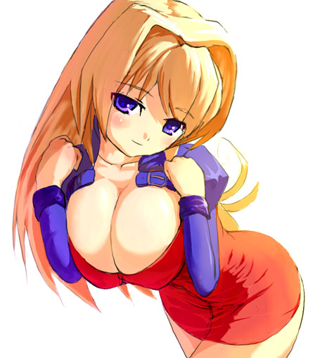 artist_request blonde_hair blue_eyes breasts cleavage huge_breasts lisa_vixen routes solo