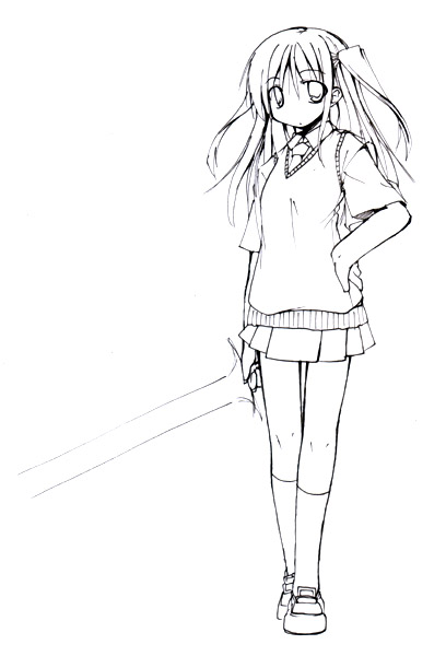 greyscale monochrome original school_uniform solo sword weapon yuuki_eishi