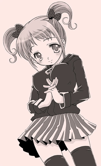 fii-tan fii-tan_the_figure kuroda_bb long_sleeves miniskirt monochrome pink skirt solo thighhighs zettai_ryouiki