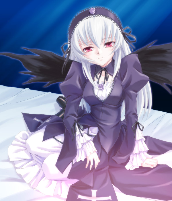 artist_request long_sleeves pink_eyes rozen_maiden solo suigintou white_hair