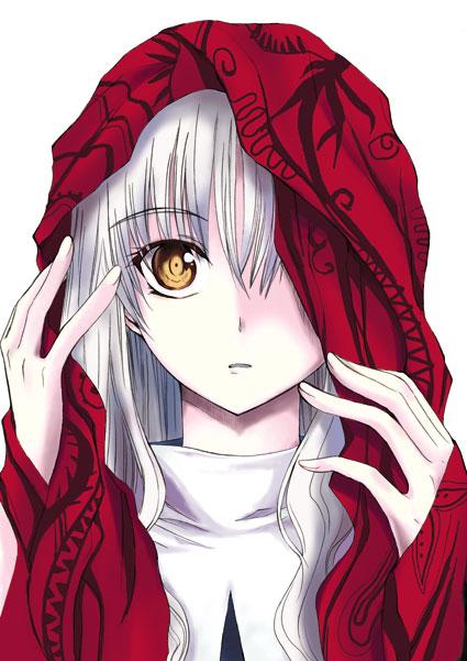artist_request caren_hortensia fate/hollow_ataraxia fate/stay_night fate_(series) long_hair long_sleeves shroud_of_magdalene solo white_hair yellow_eyes