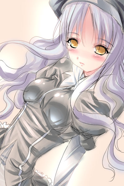 caren_hortensia fate/hollow_ataraxia fate/stay_night fate_(series) lavender_hair layered_sleeves long_sleeves shiranagi simple_background solo yellow_eyes