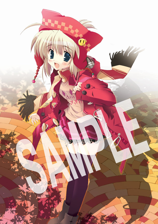 happy_birthday_(artist) hat long_sleeves original scarf solo thighhighs watermark