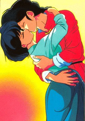 1girl 90s artist_request black_hair chinese_clothes couple hetero kiss long_sleeves lowres ranma_1/2 saotome_ranma tangzhuang tendou_akane
