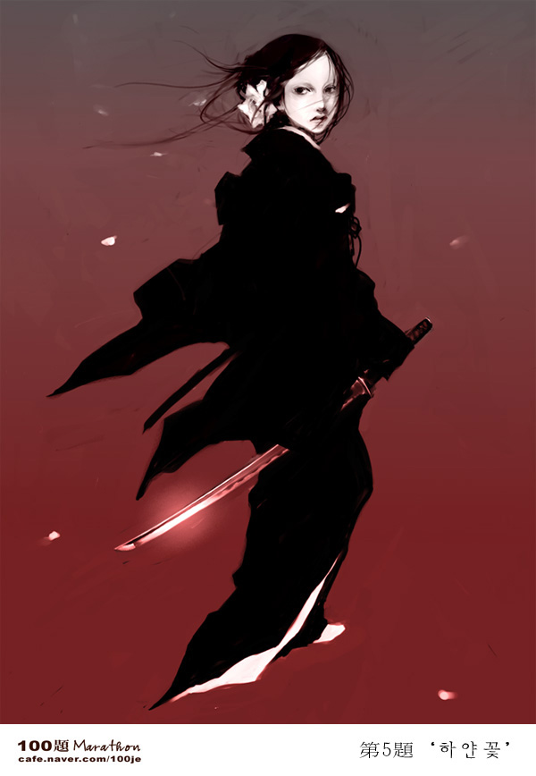 artist_request japanese_clothes katana looking_back original serious solo sword weapon wind