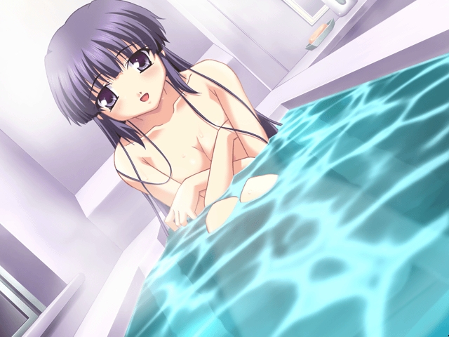 bath breast_hold breasts cleavage covering crossed_arms doki_doki_sister_paradise dutch_angle game_cg izumi_mahiru medium_breasts nude purple_eyes purple_hair solo