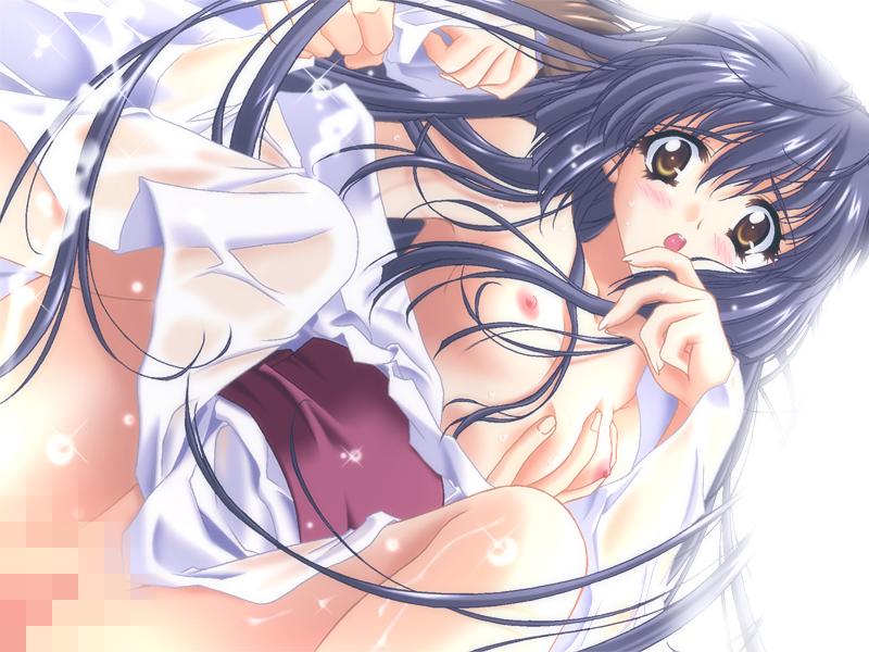 breast_grab breasts carnelian censored game_cg grabbing hayama_kouichi jpeg_artifacts kao_no_nai_tsuki kuraki_mizuna long_sleeves medium_breasts mosaic_censoring sex solo_focus vaginal wet