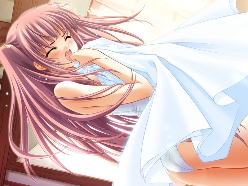 airi_(quilt) carnelian game_cg lingerie long_hair pink_hair quilt_(game) solo twintails two_side_up underwear