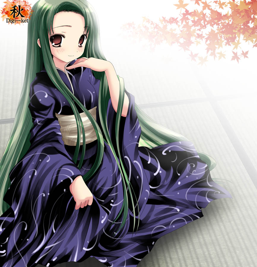 japanese_clothes kimono long_hair long_sleeves namamo_nanase solo suzumiya_haruhi_no_yuuutsu tsuruya very_long_hair yukata