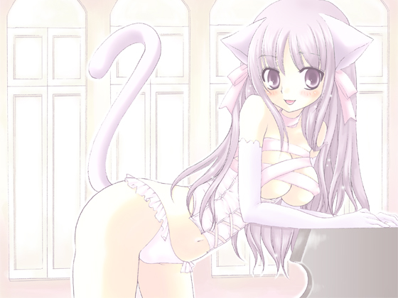 animal_ears bustier cat_ears copyright_request elbow_gloves frilled_panties frills gloves lingerie mika_mikan panties solo tail underwear underwear_only white_panties