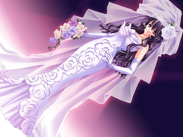 carnelian dress elbow_gloves ena_(quilt) formal game_cg gloves quilt_(game) solo wedding_dress