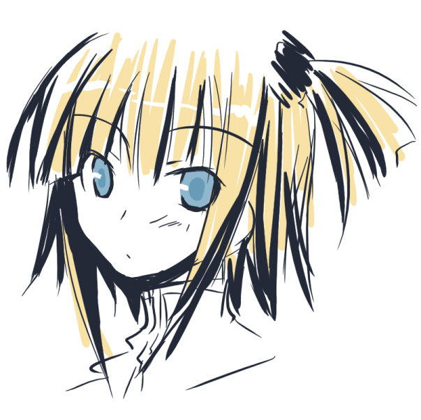 artist_request blonde_hair blue_eyes closed_mouth face kufei looking_at_viewer mahou_sensei_negima! short_hair simple_background solo upper_body white_background