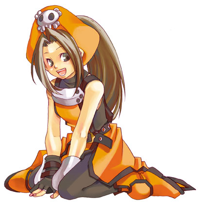 artist_request guilty_gear hat lowres may_(guilty_gear) orange_hat orange_shirt pantyhose pirate pirate_hat ponytail shirt skull skull_and_crossbones solo