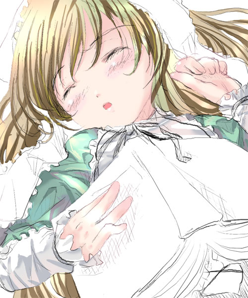 artist_request book closed_eyes long_sleeves open_book rozen_maiden sleeping solo suiseiseki