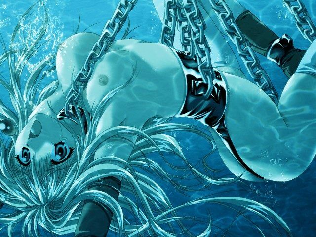 akira_(usausa) asphyxiation bdsm blonde_hair blood_royal bondage bound breathplay chain drowning game_cg jpeg_artifacts myrtle solo tears underwater