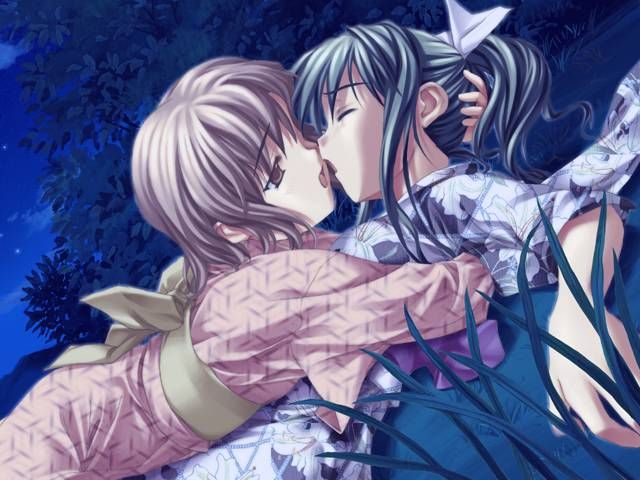 boku_to_bokura_no_natsu duplicate fue_(tsuzuku) game_cg ichimura_kiri japanese_clothes jpeg_artifacts kiss kurabayashi_arika long_sleeves multiple_girls yuri