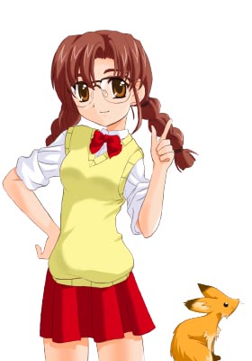 fox glasses izuna_(ukagaka) katagiri_chihaya long_sleeves lowres school_uniform solo tokino ukagaka