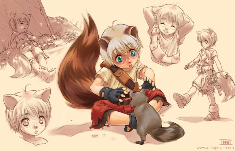 animal_ears artist_request blue_eyes copyright_request raccoon tail