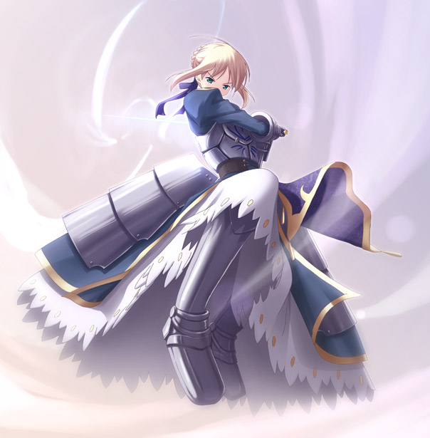 armor artist_request artoria_pendragon_(all) blonde_hair fate/stay_night fate_(series) long_sleeves saber solo