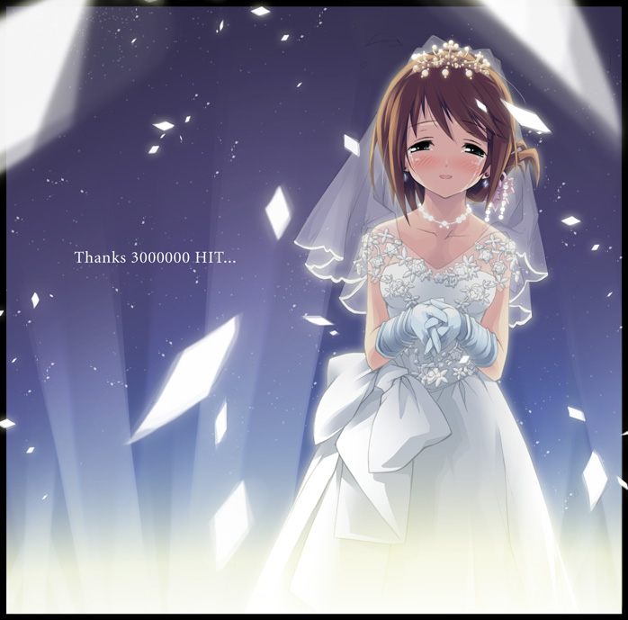 blush bride dress folded_ponytail gloves happy kantoku komaki_manaka solo to_heart_2 wedding_dress