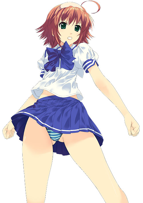 blue_panties kimi_ga_nozomu_eien mizuki_makoto panties school_uniform solo striped striped_panties suzumiya_akane underwear