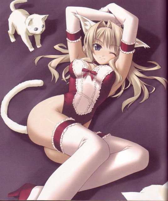 animal_ears cat cat_ears copyright_request duplicate hashimoto_takashi high_heels long_hair shoes solo tail thighhighs