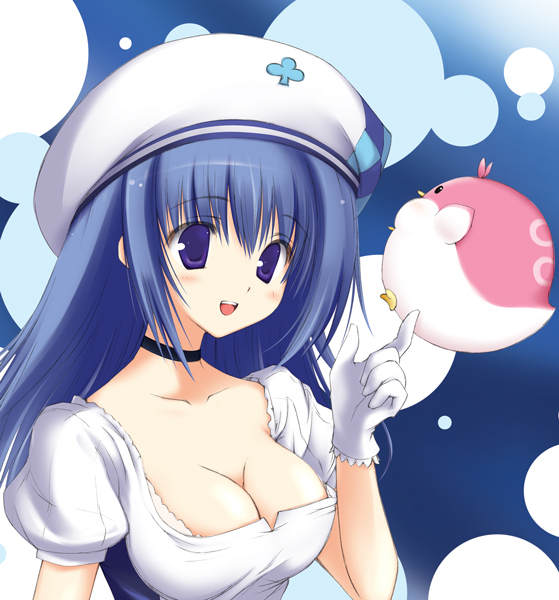 arin artist_request beret breasts choker cleavage hat large_breasts pangya solo