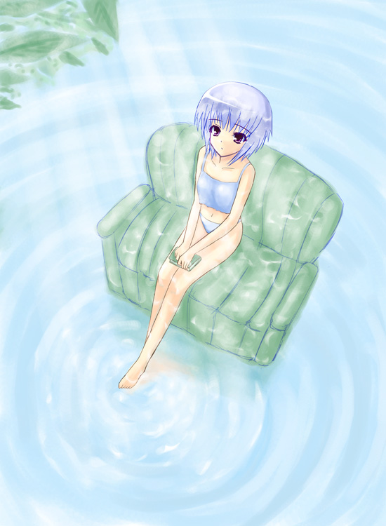 blue_panties camisole couch nagato_yuki on_water panties shima-shuu sitting_on_water solo suzumiya_haruhi_no_yuuutsu underwear underwear_only