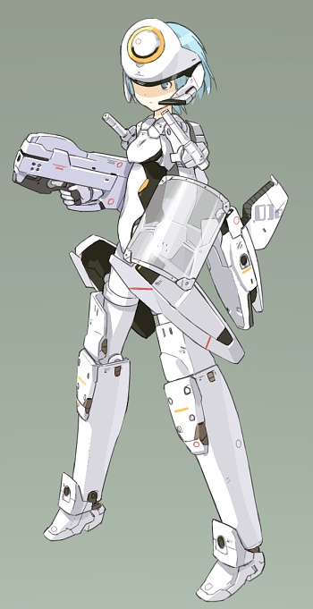 armor busou_shinki gun helmet mecha_musume shield shimada_fumikane solo weapon werkstra