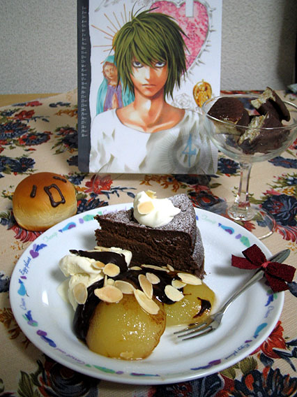 2d_dating bags_under_eyes cake death_note food fujoshi l_(death_note) lonely male_focus pastry photo
