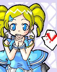 artist_request bangs bare_shoulders belt blue_dress bracelet dress drill_hair goutokuji_miyako hair_ornament hairclip hands_clasped heart jewelry looking_at_viewer lowres oekaki open_clothes open_vest own_hands_together powerpuff_girls_z praying rolling_bubbles short_hair solo speech_bubble spoken_heart swept_bangs twin_drills twintails vest
