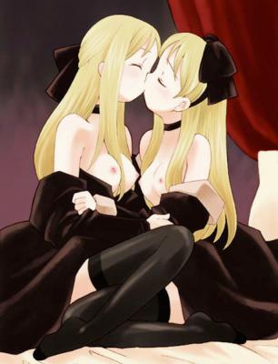 artist_request copyright_request gothic kiss lowres multiple_girls thighhighs yuri