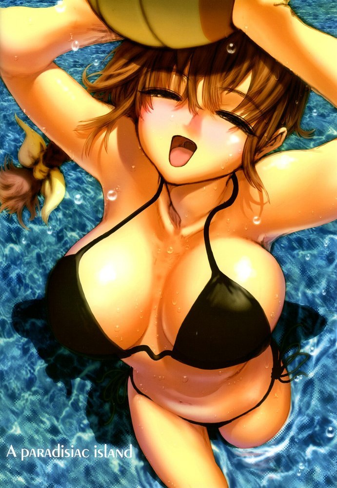 beach bikini breasts dead_or_alive ebina_souichi huge_breasts kasumi_(doa) solo swimsuit volleyball wet