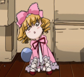 animated animated_gif blonde_hair bow hina_ichigo long_sleeves lowres pink_bow rozen_maiden solo