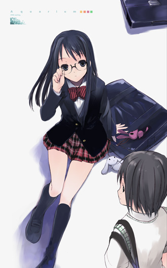 1girl adjusting_eyewear blazer bunny glasses jacket katase_yuu legs long_sleeves original school_uniform