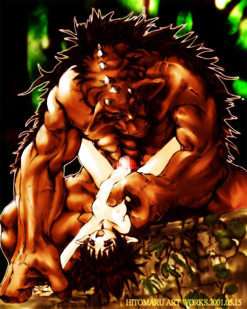 censored copyright_request cum demon elf flat_chest hitomaru monster mosaic_censoring muscle nude petite pointy_ears pussy rape sex size_difference vaginal
