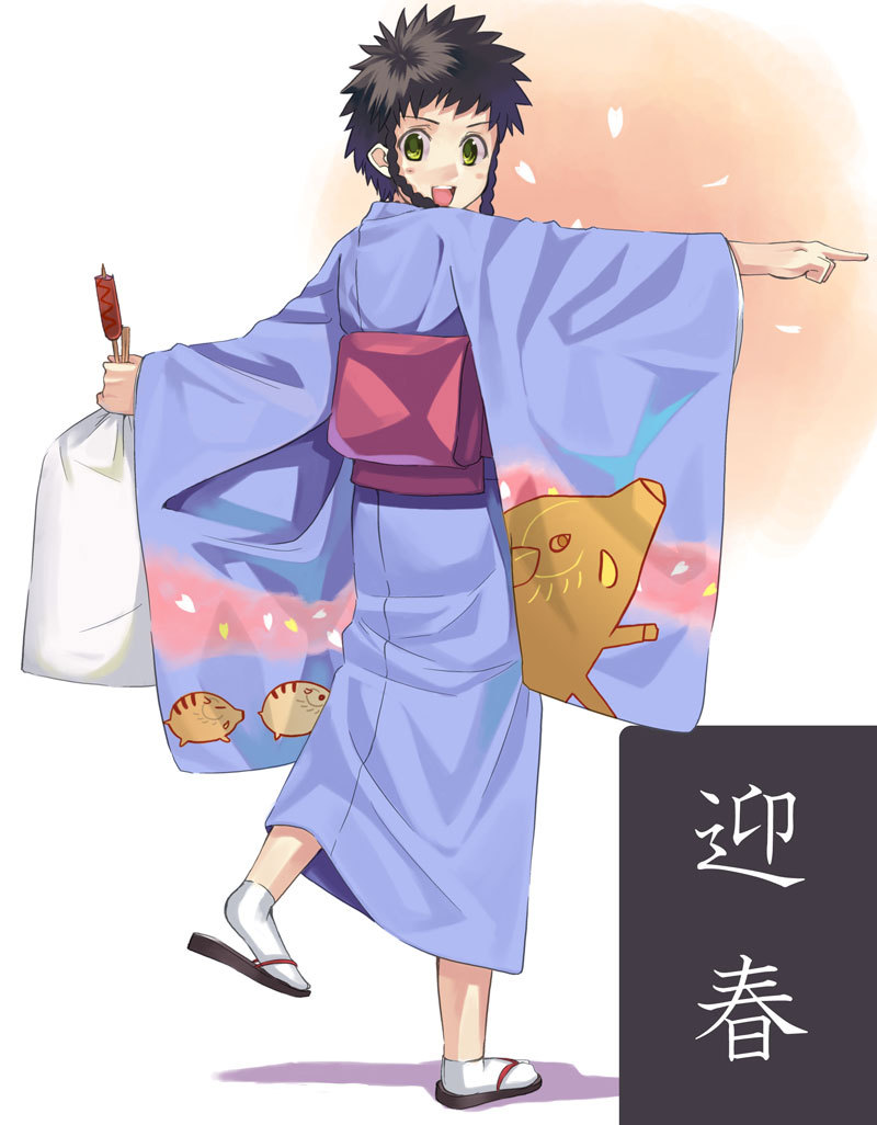 japanese_clothes kabocha_(monkey4) kimono long_sleeves minagi_mikoto my-hime new_year solo