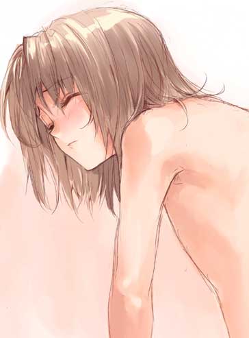 androgynous artist_request brown_hair copyright_request lowres nude short_hair solo
