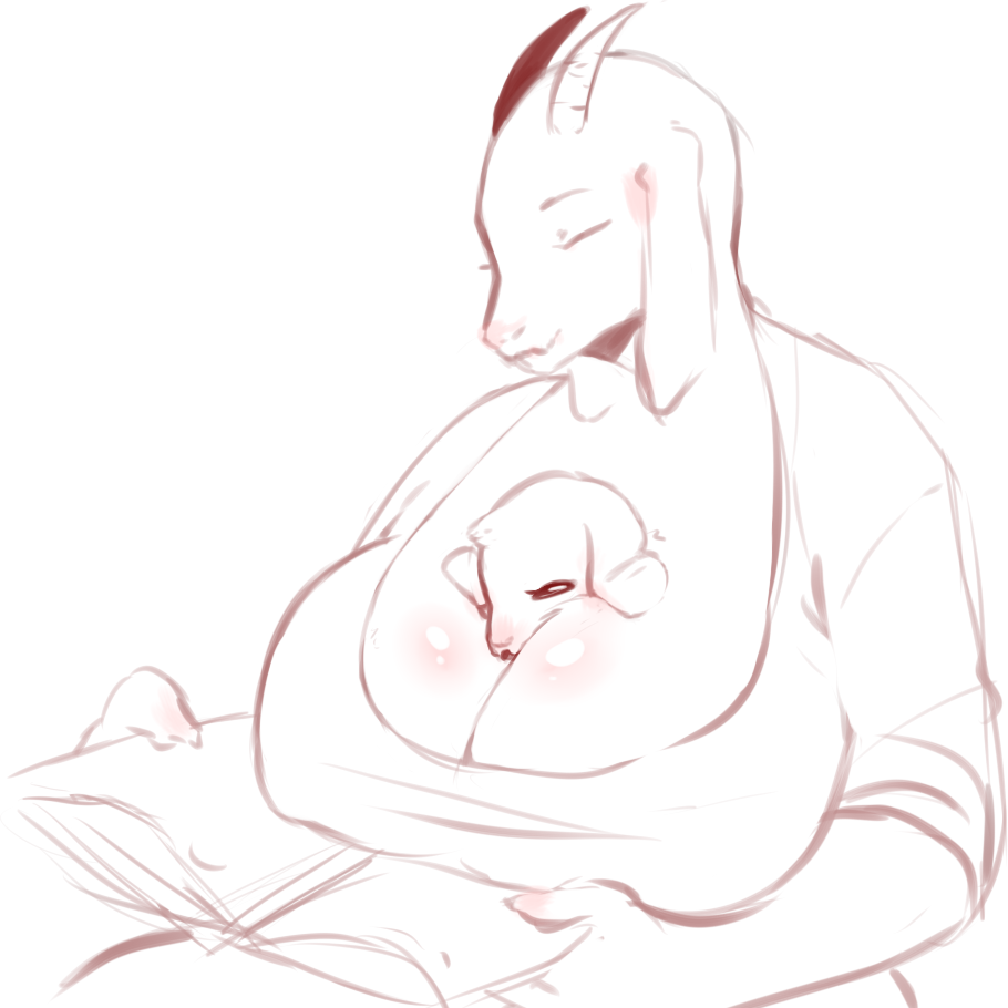 anthro asriel_dreemurr big_breasts book boss_monster bovid breast_smother breasts caprine child cleavage clothed clothing cub darkriallet duo female floppy_ears goat larger_female male mammal mother mother_and_son nipple_bulge parent reading size_difference smaller_male smothering son toriel undertale video_games young