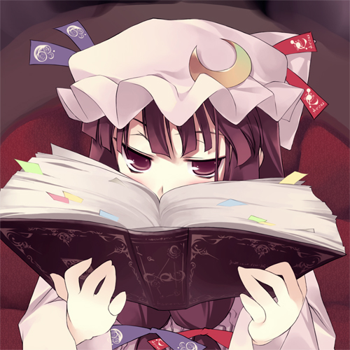 bangs book lowres ooba_kagerou patchouli_knowledge solo touhou