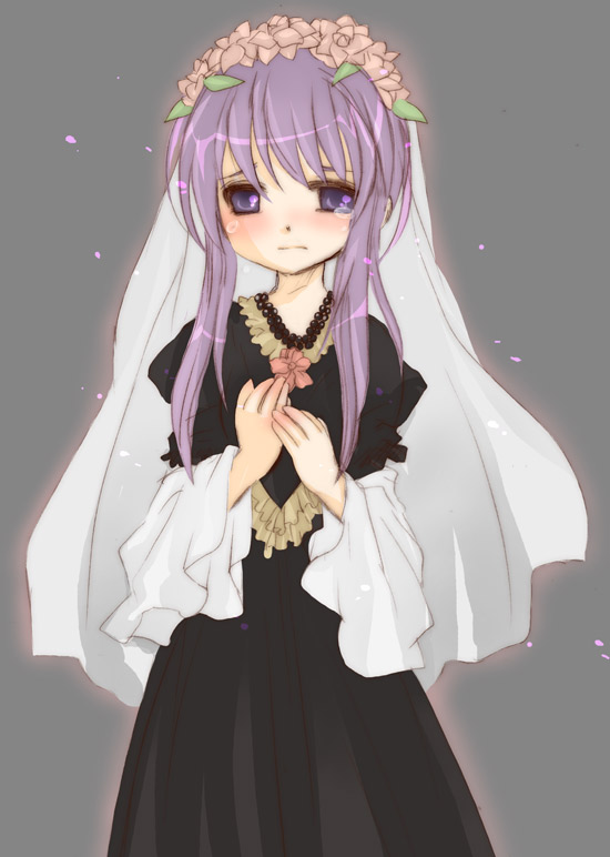 artist_request chikage_(sister_princess) flower purple_hair sister_princess solo tears veil
