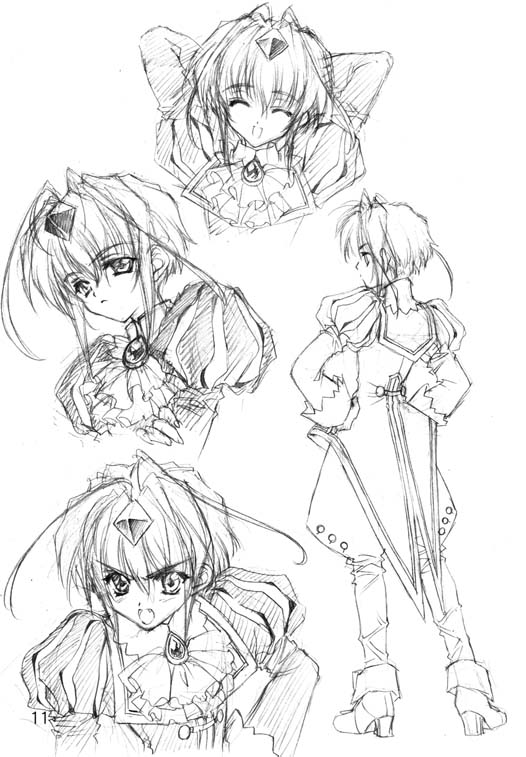 carnelian character_request closed_eyes greyscale happy monochrome open_mouth reen_kadorer scan sketch smile solo