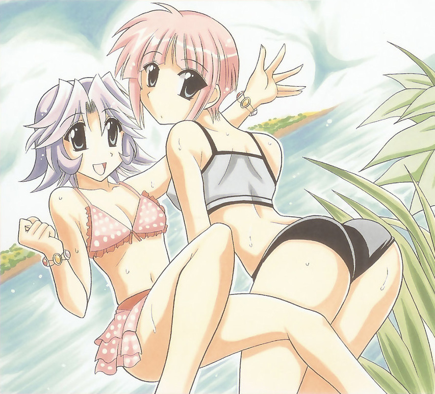 :d arched_back ass back bangs beach bikini bikini_skirt bracelet breasts cleavage clenched_hand cloud convenient_leg covered_nipples day dutch_angle fingernails flat_chest frilled_bikini frills from_behind jewelry latooni_subota leaf leaning_forward legs long_fingernails looking_at_viewer looking_back mai_kobayashi multiple_girls navel non-web_source open_mouth oujano_kaze outdoors outstretched_arm outstretched_hand parted_bangs pink_hair polka_dot polka_dot_bikini polka_dot_swimsuit scan short_hair sidelocks silver_eyes silver_hair sitting sky small_breasts smile spiked_hair sports_bikini super_robot_wars super_robot_wars_original_generation swimsuit tankini traditional_media water wet