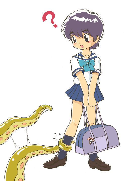 ? blush copyright_request pukao school_uniform short_hair skirt socks solo tentacles