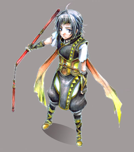 freyjadour_falenas gensou_suikoden gensou_suikoden_v grey_background logicon male_focus silver_hair simple_background solo weapon