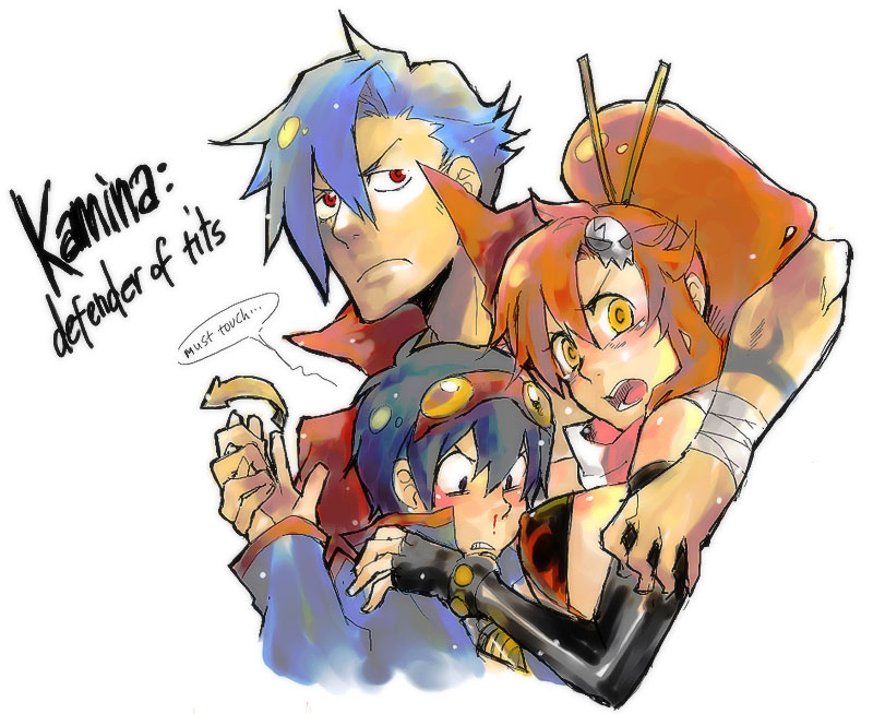 breasts funny kamina simon tengen_toppa_gurren-lagann yoko_littner yoko_ritona