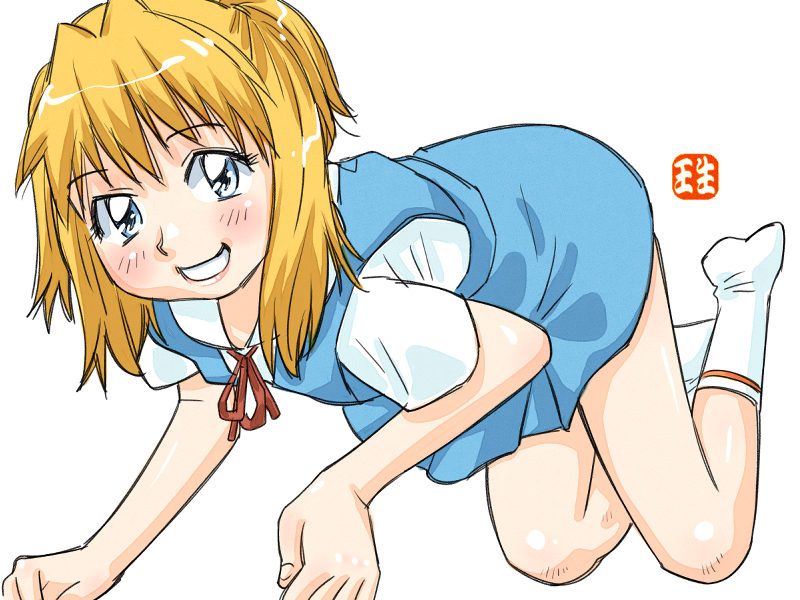 blonde_hair blue_eyes blue_yes ikurumi ikurumi_kaoru kaoru school_uniform serafuku