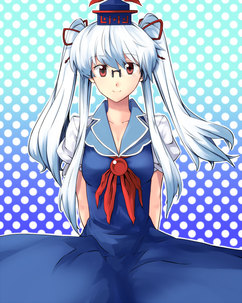 airis alternate_hairstyle arms_behind_back bespectacled glasses hat kamishirasawa_keine long_hair solo touhou twintails